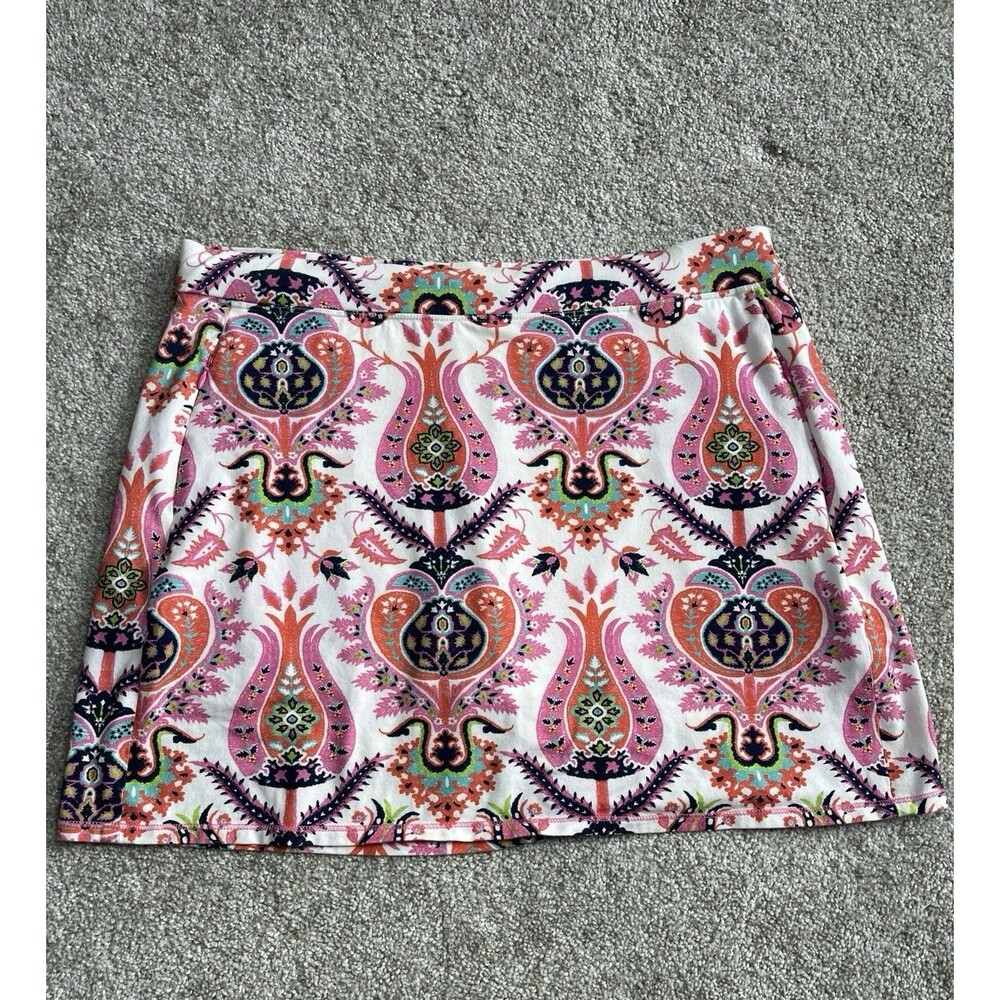Spartina 449 Kia Skort Skirt XL Golf Tennis Paisley Print Cotton Knit Stretch